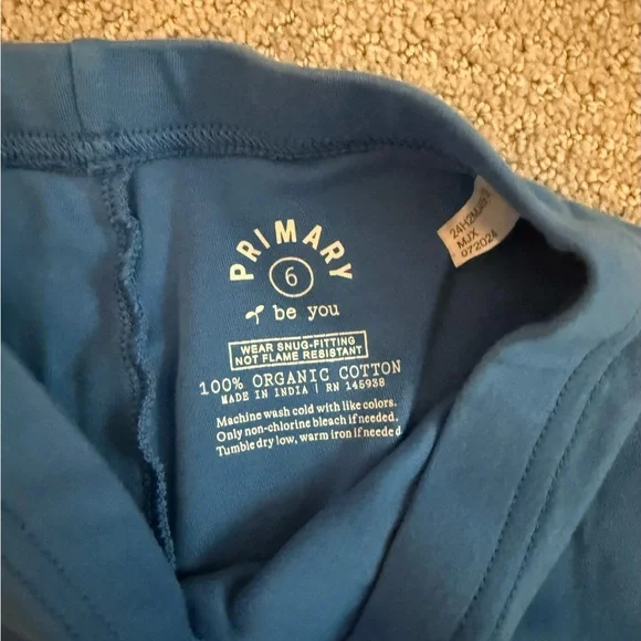 Primary Green and Blue Kids Unisex Pajama Sets (2) 100% Organic Cotton - Size 6 - Picture 8 of 10